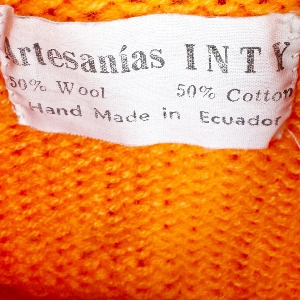 Artesanias INTY Handmade Bright Orange and Yellow Wool Stripe Farm Hoodie